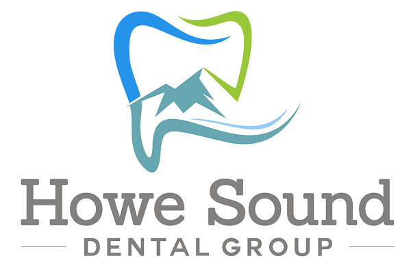 Howe Sound Dental Group logo with a blue and green tooth outline around a teal mountain and wave